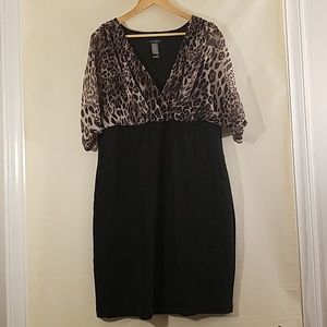 Body Con Leopard Print and Black Dress